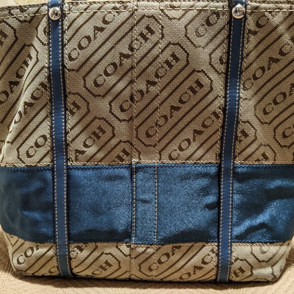 Coach Blue and Brown Shoulder Bag - Picture 2 of 5